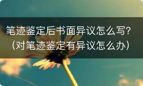 笔迹鉴定后书面异议怎么写？（对笔迹鉴定有异议怎么办）
