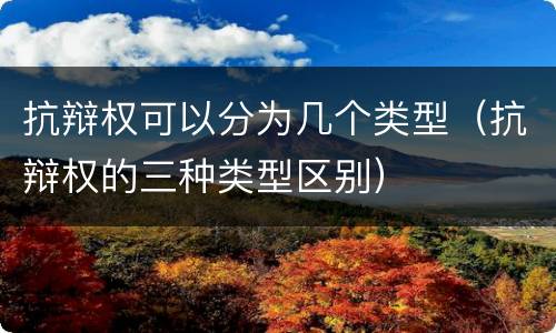抗辩权可以分为几个类型（抗辩权的三种类型区别）