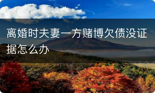 离婚时夫妻一方赌博欠债没证据怎么办