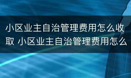 小区业主自治管理费用怎么收取 小区业主自治管理费用怎么收取的