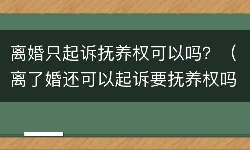 离婚只起诉抚养权可以吗？（离了婚还可以起诉要抚养权吗）