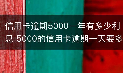 信用卡逾期5000一年有多少利息 5000的信用卡逾期一天要多少利息