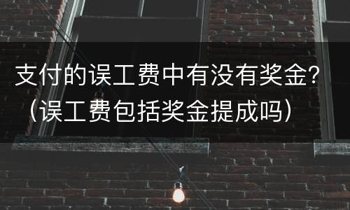 支付的误工费中有没有奖金？（误工费包括奖金提成吗）