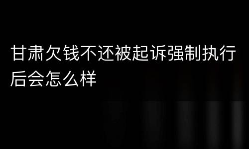 甘肃欠钱不还被起诉强制执行后会怎么样