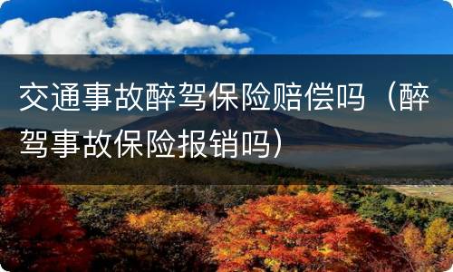 交通事故醉驾保险赔偿吗（醉驾事故保险报销吗）