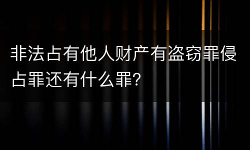 非法占有他人财产有盗窃罪侵占罪还有什么罪？