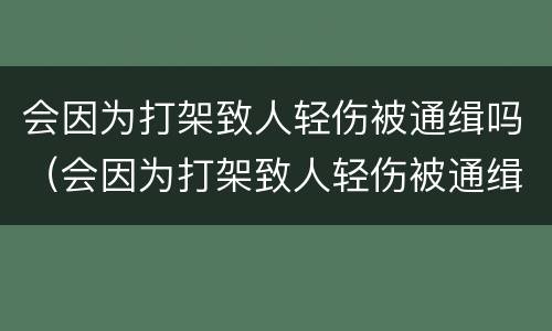 会因为打架致人轻伤被通缉吗（会因为打架致人轻伤被通缉吗怎么判）
