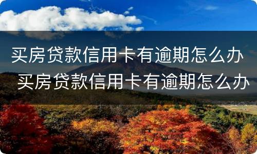 买房贷款信用卡有逾期怎么办 买房贷款信用卡有逾期怎么办啊