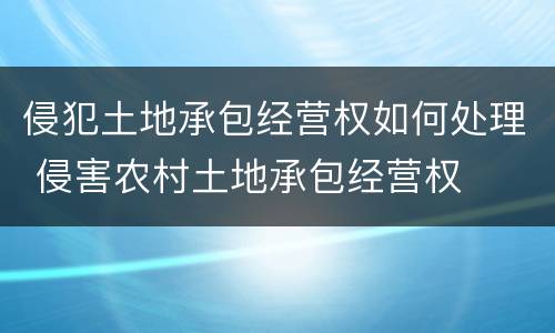 侵犯土地承包经营权如何处理 侵害农村土地承包经营权