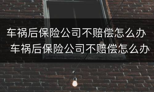 车祸后保险公司不赔偿怎么办 车祸后保险公司不赔偿怎么办理
