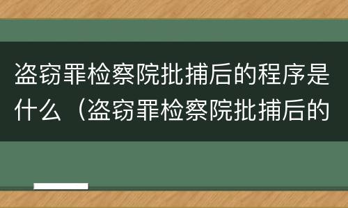 盗窃罪检察院批捕后的程序是什么（盗窃罪检察院批捕后的程序是什么呢）