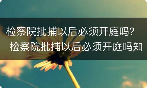 检察院批捕以后必须开庭吗？ 检察院批捕以后必须开庭吗知乎