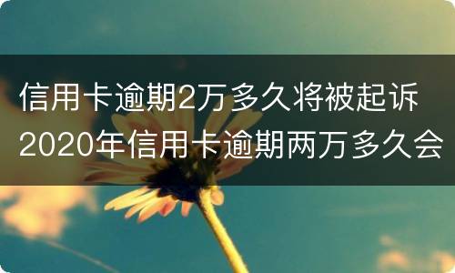信用卡逾期2万多久将被起诉 2020年信用卡逾期两万多久会被起诉