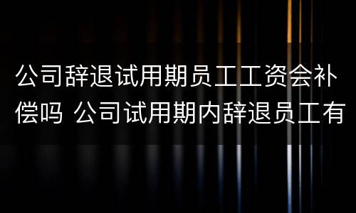 公司辞退试用期员工工资会补偿吗 公司试用期内辞退员工有补偿吗