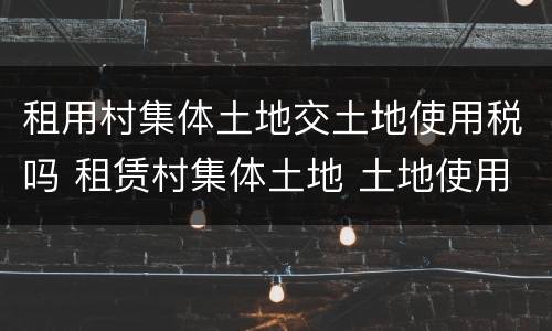 租用村集体土地交土地使用税吗 租赁村集体土地 土地使用税有谁缴纳