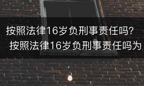 按照法律16岁负刑事责任吗？ 按照法律16岁负刑事责任吗为什么