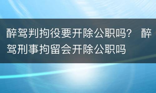 醉驾判拘役要开除公职吗？ 醉驾刑事拘留会开除公职吗