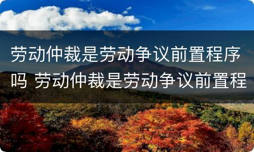 劳动仲裁是劳动争议前置程序吗 劳动仲裁是劳动争议前置程序吗