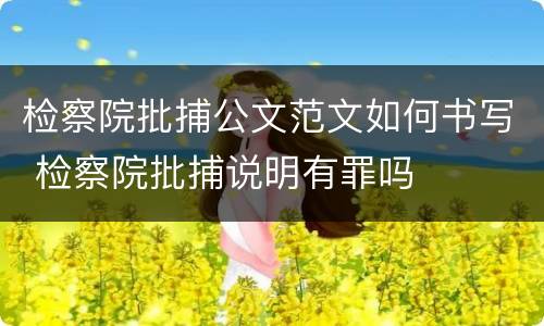 检察院批捕公文范文如何书写 检察院批捕说明有罪吗