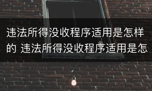 违法所得没收程序适用是怎样的 违法所得没收程序适用是怎样的情形