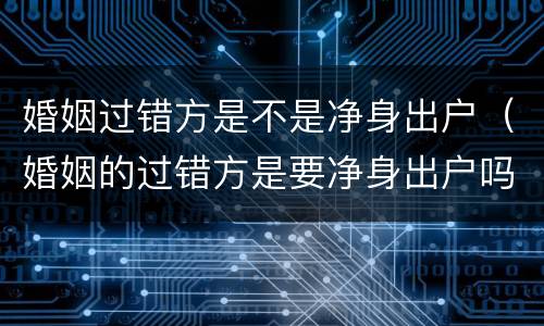 婚姻过错方是不是净身出户（婚姻的过错方是要净身出户吗?）