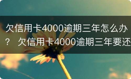 欠信用卡4000逾期三年怎么办？ 欠信用卡4000逾期三年要还多少?