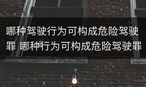 哪种驾驶行为可构成危险驾驶罪 哪种行为可构成危险驾驶罪?