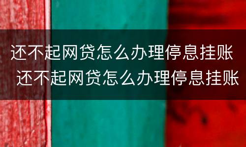 还不起网贷怎么办理停息挂账 还不起网贷怎么办理停息挂账业务