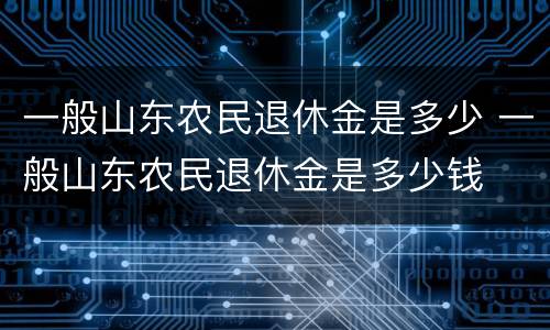 一般山东农民退休金是多少 一般山东农民退休金是多少钱