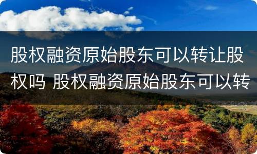 股权融资原始股东可以转让股权吗 股权融资原始股东可以转让股权吗合法吗