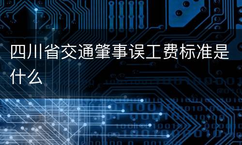四川省交通肇事误工费标准是什么