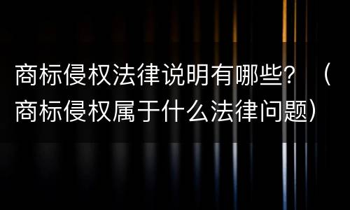 商标侵权法律说明有哪些？（商标侵权属于什么法律问题）