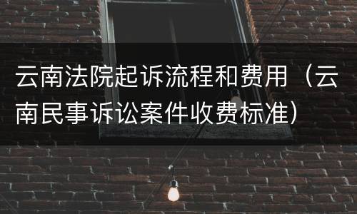 云南法院起诉流程和费用（云南民事诉讼案件收费标准）