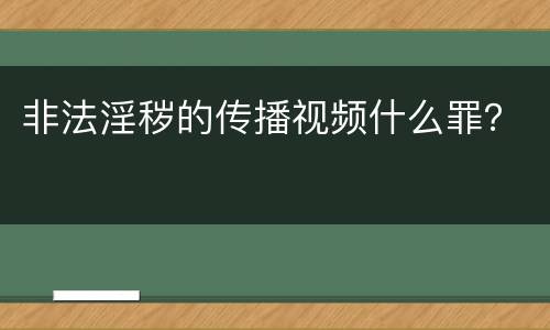 非法淫秽的传播视频什么罪？