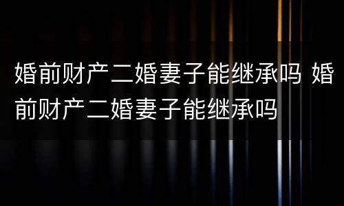 婚前财产二婚妻子能继承吗 婚前财产二婚妻子能继承吗