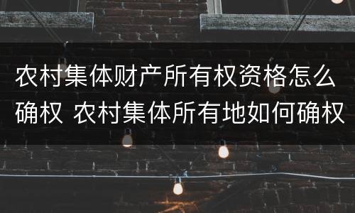 农村集体财产所有权资格怎么确权 农村集体所有地如何确权