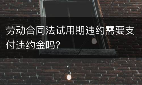 劳动合同法试用期违约需要支付违约金吗？