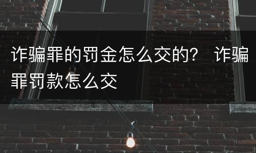 诈骗罪的罚金怎么交的？ 诈骗罪罚款怎么交