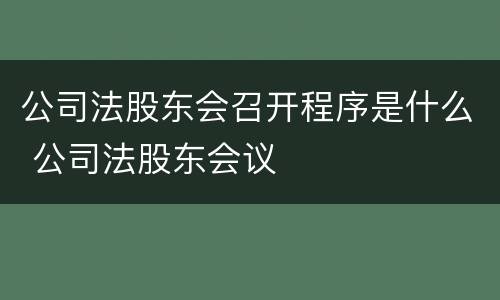 公司法股东会召开程序是什么 公司法股东会议
