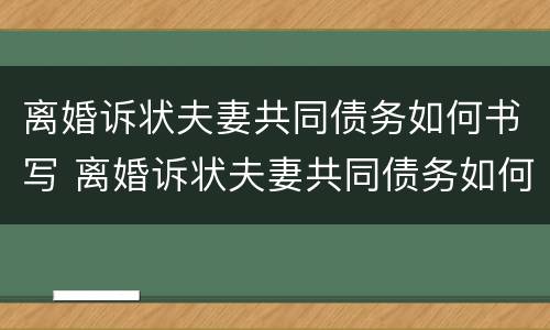 离婚诉状夫妻共同债务如何书写 离婚诉状夫妻共同债务如何书写的