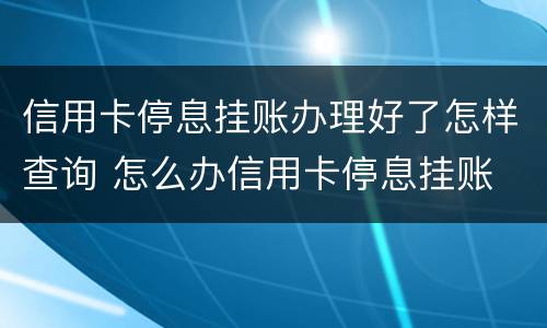 信用卡停息挂账办理好了怎样查询 怎么办信用卡停息挂账