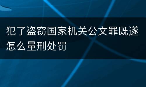 犯了盗窃国家机关公文罪既遂怎么量刑处罚
