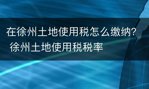 在徐州土地使用税怎么缴纳？ 徐州土地使用税税率
