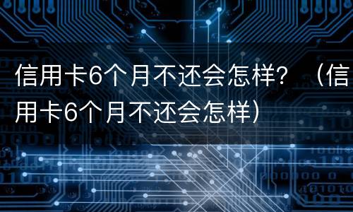 信用卡6个月不还会怎样？（信用卡6个月不还会怎样）