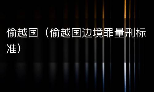 偷越国（偷越国边境罪量刑标准）