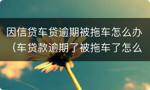因信贷车贷逾期被拖车怎么办（车贷款逾期了被拖车了怎么办）