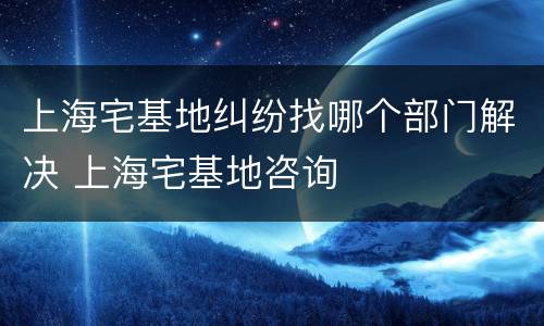 上海宅基地纠纷找哪个部门解决 上海宅基地咨询