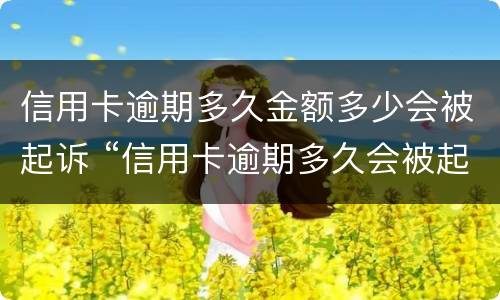 信用卡逾期多久金额多少会被起诉 “信用卡逾期多久会被起诉”