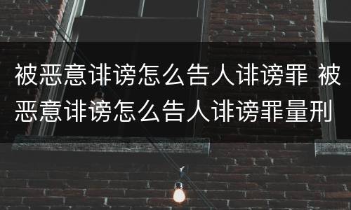 被恶意诽谤怎么告人诽谤罪 被恶意诽谤怎么告人诽谤罪量刑标准