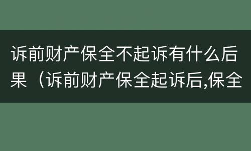 诉前财产保全不起诉有什么后果（诉前财产保全起诉后,保全措施失效么）